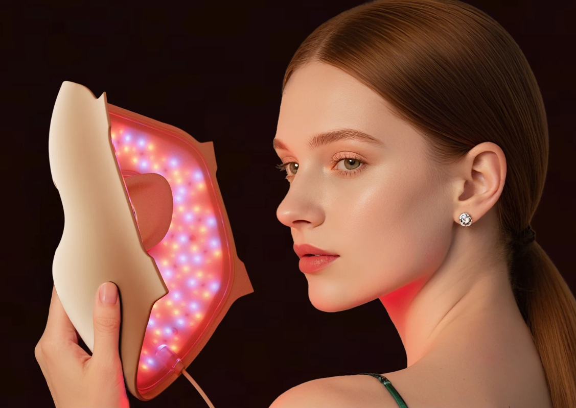 LED Gezichts- en Nekmasker 4D – 311 LED Lichttherapie met Rood en Infrarood, Flexibel Siliconen Design en Draadloos Gebruik