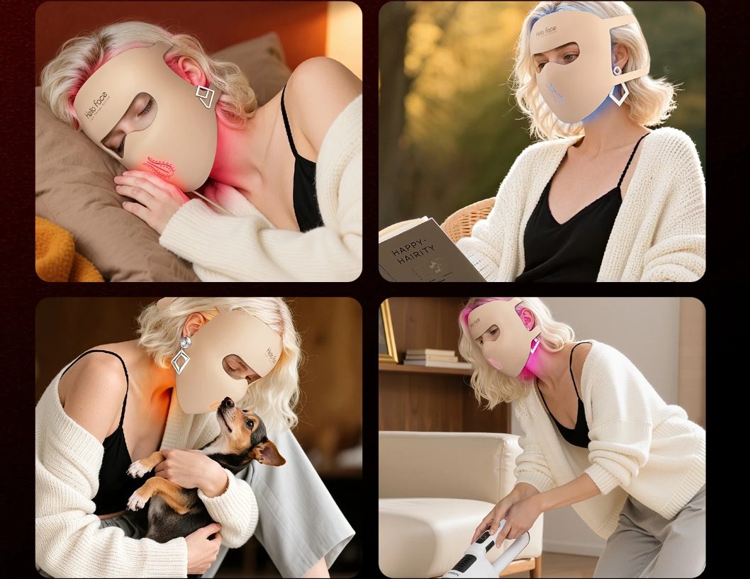 LED Gezichts- en Nekmasker 4D – 311 LED Lichttherapie met Rood en Infrarood, Flexibel Siliconen Design en Draadloos Gebruik