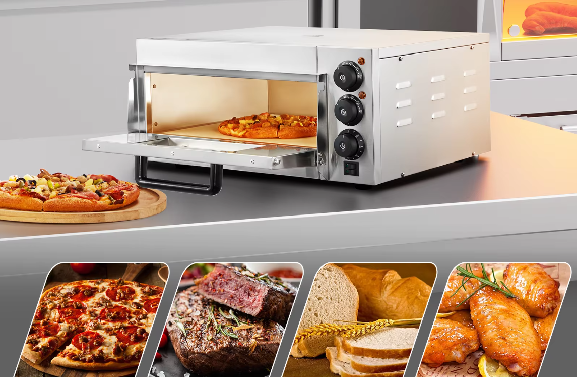 Elektrische Pizza Oven – RVS Tafelmodel met Pizzasteen, Timer en Dubbele Verwarming voor Thuis en Professioneel Gebruik (Copy)