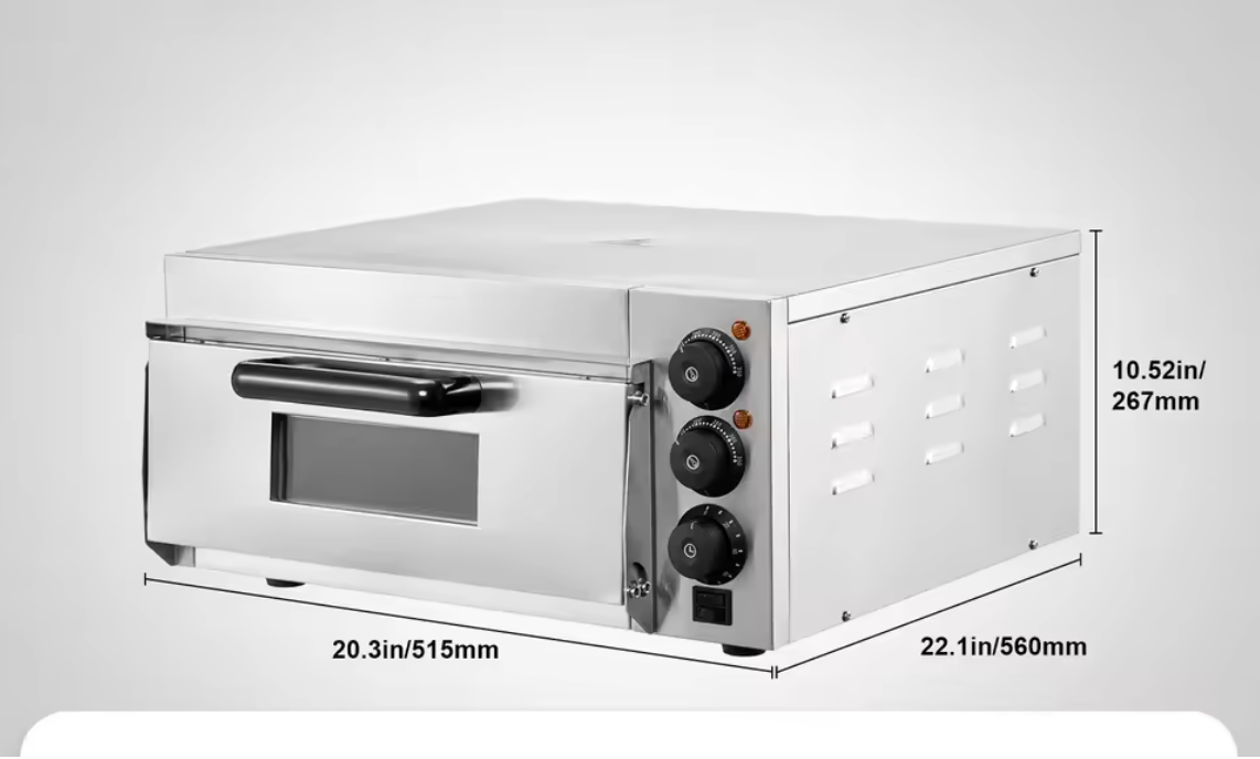Elektrische Pizza Oven – RVS Tafelmodel met Pizzasteen, Timer en Dubbele Verwarming voor Thuis en Professioneel Gebruik (Copy)