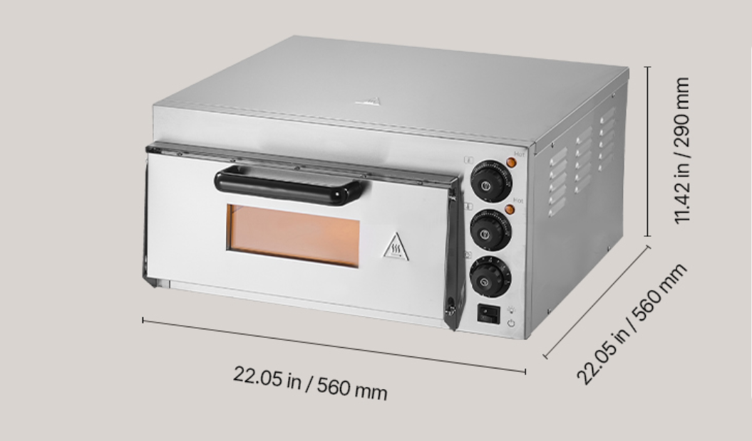 Elektrische Pizza Oven – RVS Tafelmodel met Pizzasteen, Timer en Dubbele Verwarming voor Thuis en Professioneel Gebruik (Copy)