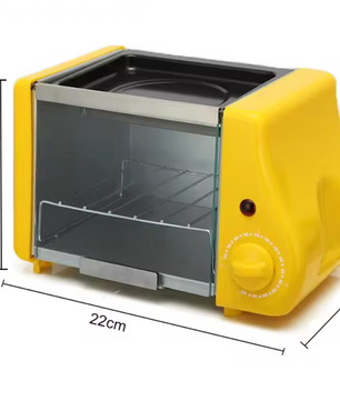 Mini Elektrische Oven 1.5L – Compacte Grill en Broodrooster met Timer voor Ontbijt en Kleine Gerechten