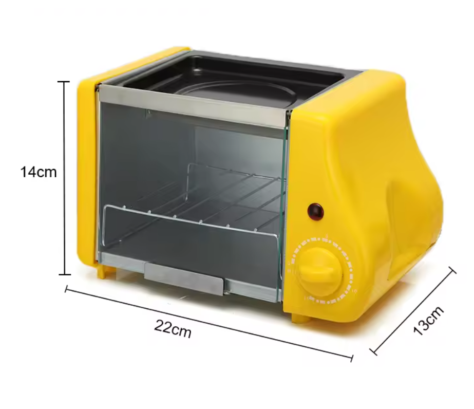 Mini Elektrische Oven 1.5L – Compacte Grill en Broodrooster met Timer voor Ontbijt en Kleine Gerechten