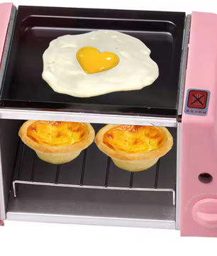 Mini Elektrische Oven 1.5L – Compacte Grill en Broodrooster met Timer voor Ontbijt en Kleine Gerechten