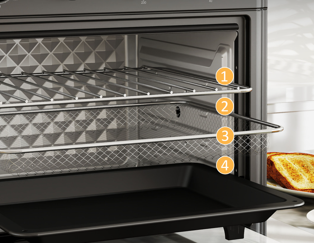 Multifunctionele Tafel Oven 30L – Elektrische Heteluchtoven met 7 Functies, Timer en Instelbare Temperatuur
