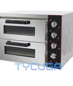Dubbele Elektrische Pizza Oven – RVS Dubbeldeks Commerciële Oven met Pizzasteen, Timer en Kijkvenster