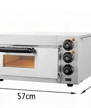 Dubbele Elektrische Pizza Oven – RVS Dubbeldeks Commerciële Oven met Pizzasteen, Timer en Kijkvenster