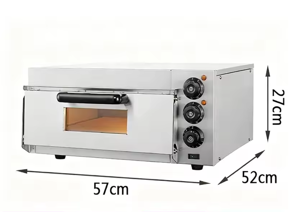 Dubbele Elektrische Pizza Oven – RVS Dubbeldeks Commerciële Oven met Pizzasteen, Timer en Kijkvenster