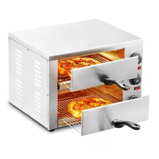 Elektrische Pizza Oven 12 inch – RVS Tafelmodel met Timer en Instelbare Temperatuur voor Thuis en Horeca