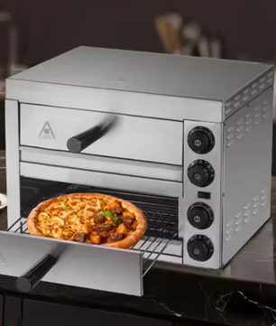 Elektrische Pizza Oven 12 inch – RVS Tafelmodel met Timer en Instelbare Temperatuur voor Thuis en Horeca