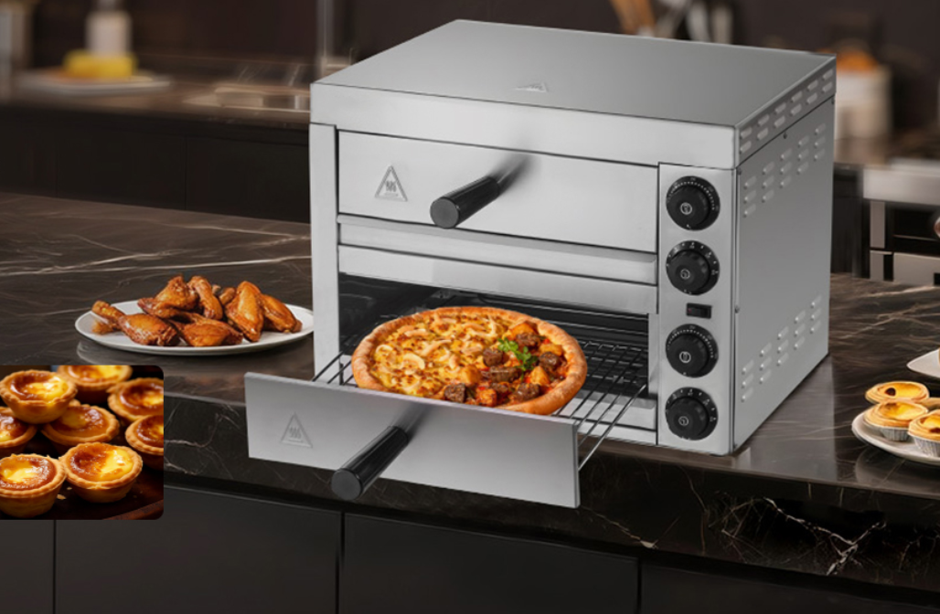 Elektrische Pizza Oven 12 inch – RVS Tafelmodel met Timer en Instelbare Temperatuur voor Thuis en Horeca