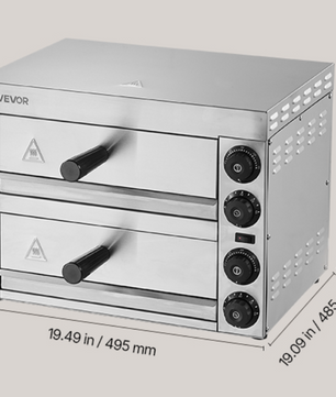Elektrische Pizza Oven 12 inch – RVS Tafelmodel met Timer en Instelbare Temperatuur voor Thuis en Horeca