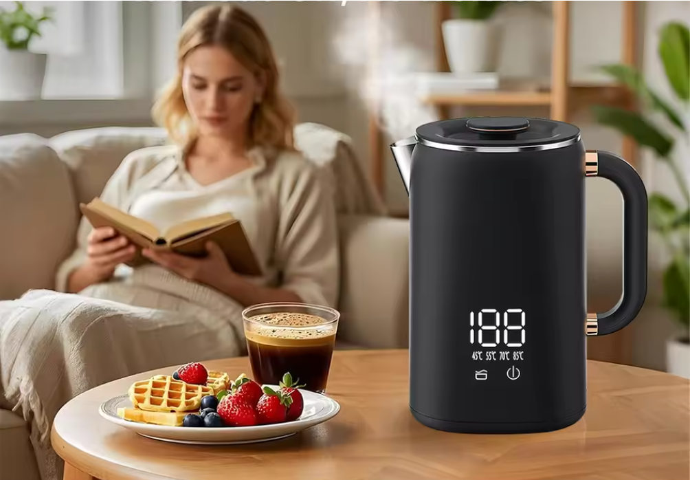 Elektrische Waterkoker 1.7L – 1500W met Temperatuurregeling, Warmhoudfunctie en Digitaal Display