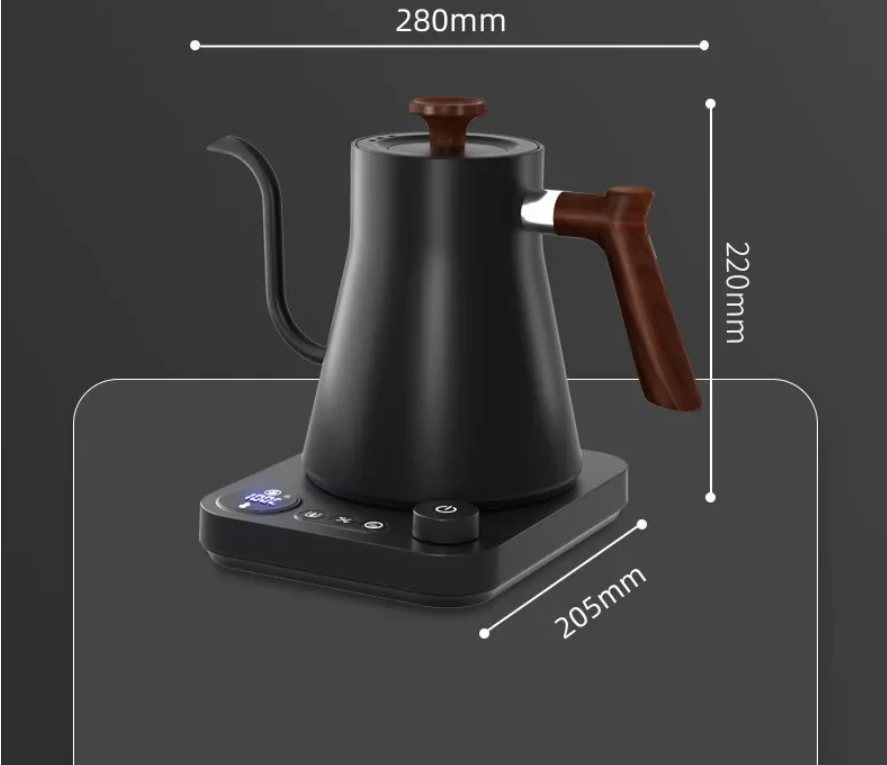 Elektrische Gooseneck Waterkoker 900ml – Precisie Schenktuit met Temperatuurregeling voor Koffie en Thee