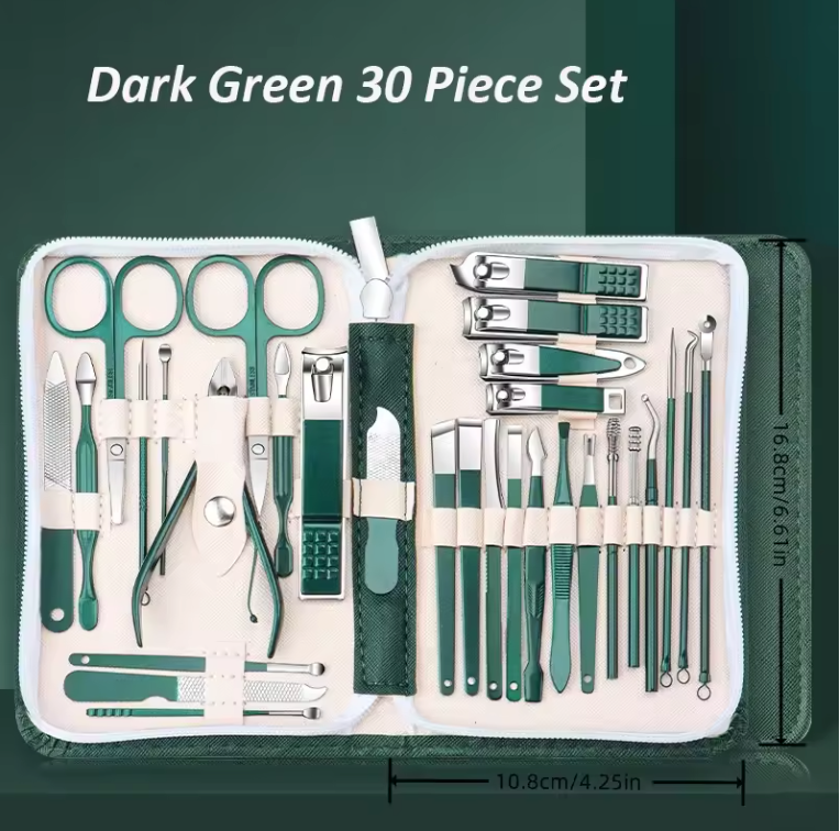 Manicure Pedicure Set 30-delig – RVS Nagelverzorging Kit met Etui