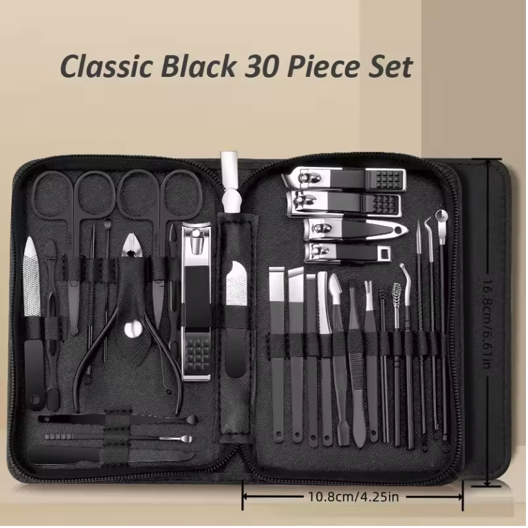 Manicure Pedicure Set 30-delig – RVS Nagelverzorging Kit met Etui