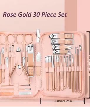 Manicure Pedicure Set 30-delig – RVS Nagelverzorging Kit met Etui