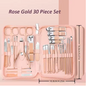 Manicure Pedicure Set 30-delig – RVS Nagelverzorging Kit met Etui