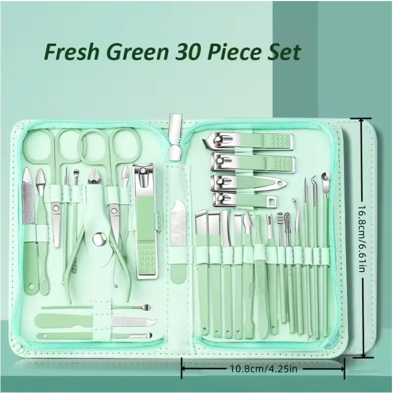 Manicure Pedicure Set 30-delig – RVS Nagelverzorging Kit met Etui