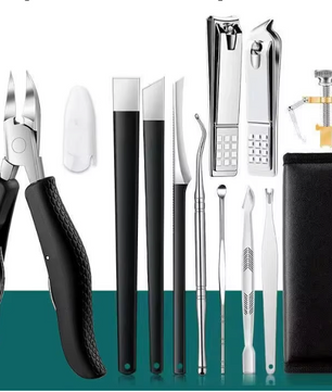 12-delige Manicure- en Pedicureset – Professionele Nagelverzorging met Precisie-instrumenten