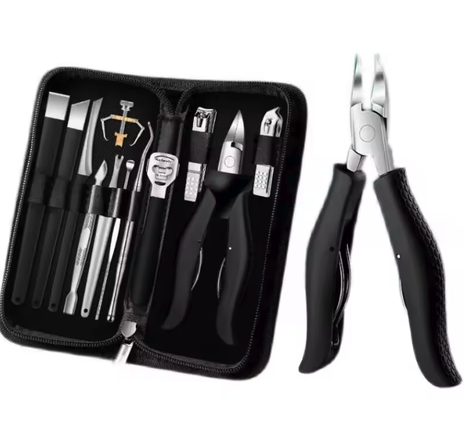 12-delige Manicure- en Pedicureset – Professionele Nagelverzorging met Precisie-instrumenten