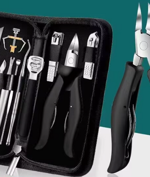 12-delige Manicure- en Pedicureset – Professionele Nagelverzorging met Precisie-instrumenten