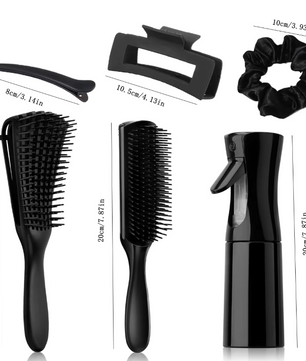 12-delige Haarverzorgingsset – Ontklitborstels, Sprayfles 200 ml, Kam en Hoofdhuid Massageborstel