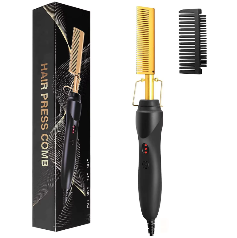 2-in-1 Stijlkam – Elektrische Hot Comb voor Haar en Baard met Instelbare Temperatuur
