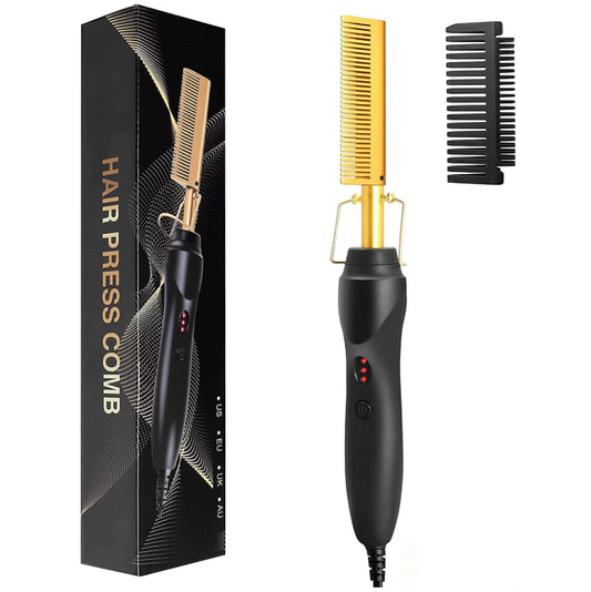 2-in-1 Stijlkam – Elektrische Hot Comb voor Haar en Baard met Instelbare Temperatuur