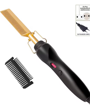 2-in-1 Stijlkam – Elektrische Hot Comb voor Haar en Baard met Instelbare Temperatuur