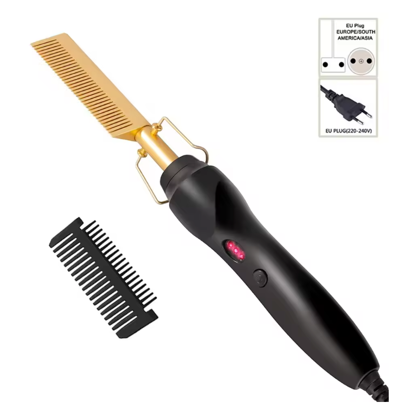 2-in-1 Stijlkam – Elektrische Hot Comb voor Haar en Baard met Instelbare Temperatuur