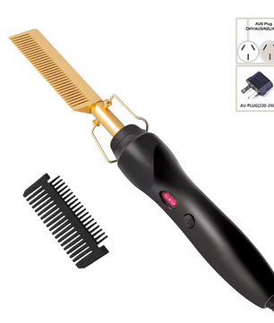 2-in-1 Stijlkam – Elektrische Hot Comb voor Haar en Baard met Instelbare Temperatuur
