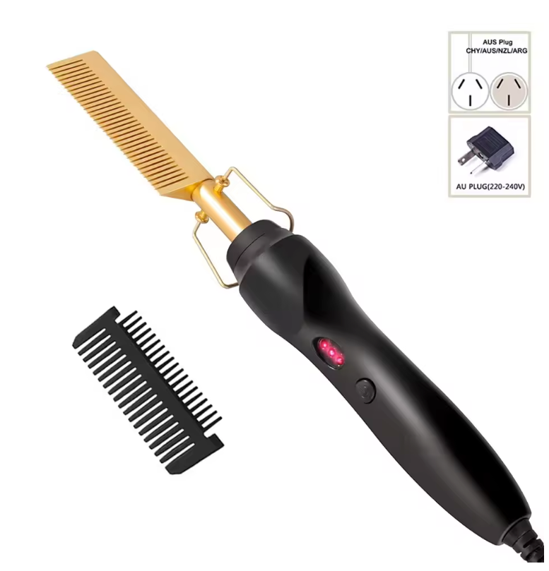 2-in-1 Stijlkam – Elektrische Hot Comb voor Haar en Baard met Instelbare Temperatuur