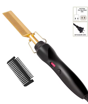 2-in-1 Stijlkam – Elektrische Hot Comb voor Haar en Baard met Instelbare Temperatuur