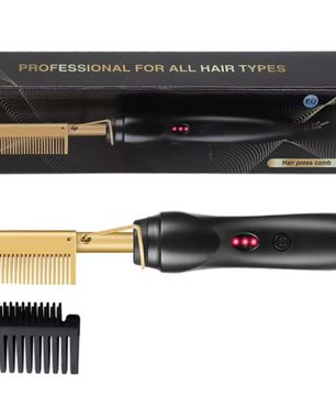 2-in-1 Stijlkam – Elektrische Hot Comb voor Haar en Baard met Instelbare Temperatuur