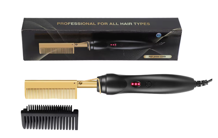 2-in-1 Stijlkam – Elektrische Hot Comb voor Haar en Baard met Instelbare Temperatuur
