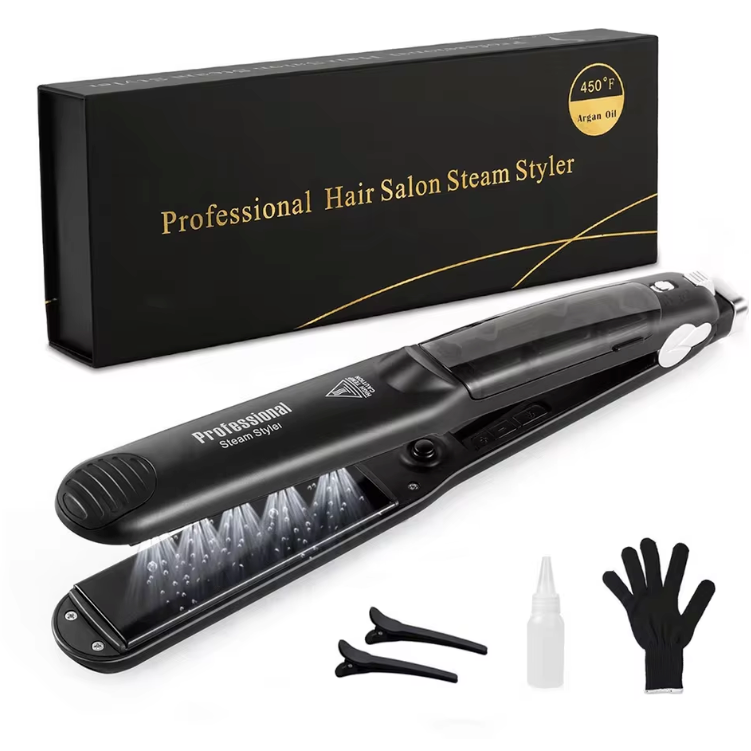 Stoom Stijltang – Keramische 2-in-1 Hair Straightener en Krultang met Snelle Opwarming