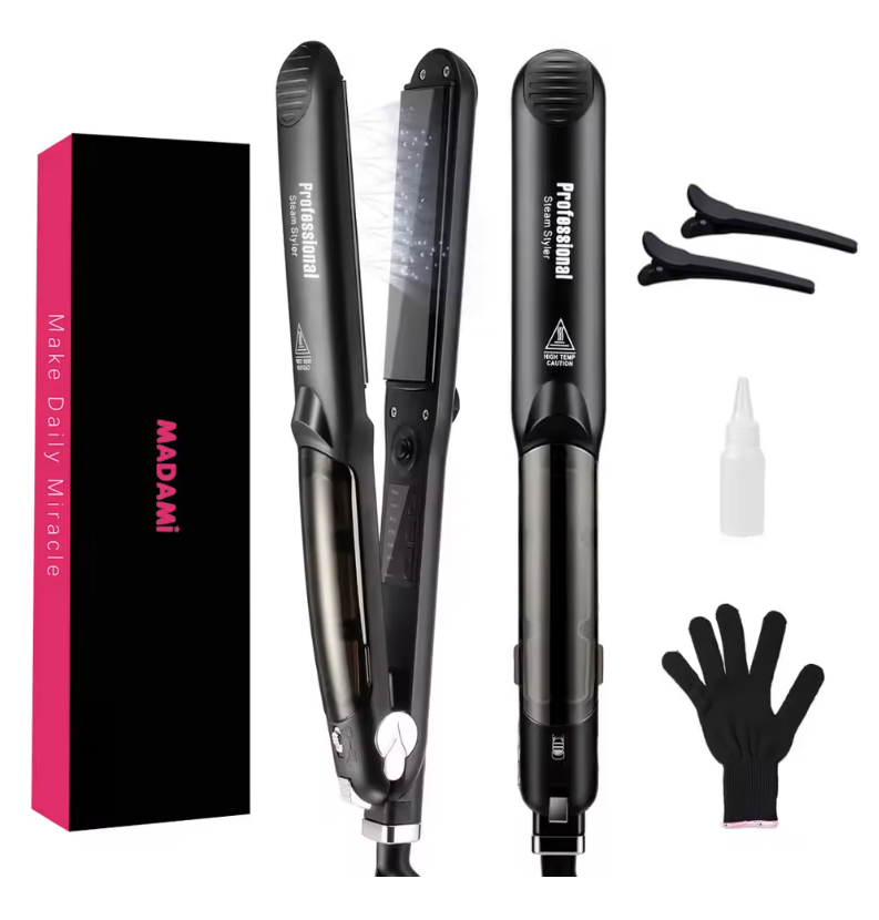 Stoom Stijltang – Keramische 2-in-1 Hair Straightener en Krultang met Snelle Opwarming