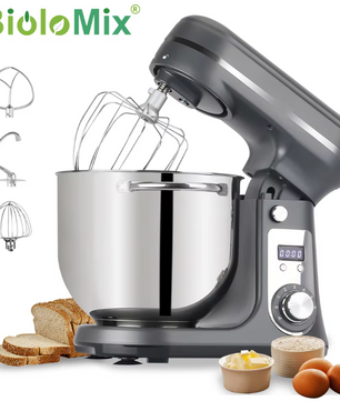 Keukenmachine 6L – 1200W Stand Mixer met 6 Snelheden en RVS Mengkom