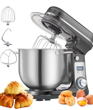 Keukenmachine 6L – 1200W Stand Mixer met 6 Snelheden en RVS Mengkom