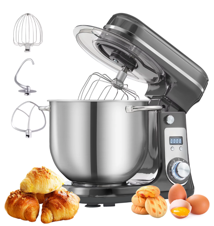 Keukenmachine 6L – 1200W Stand Mixer met 6 Snelheden en RVS Mengkom