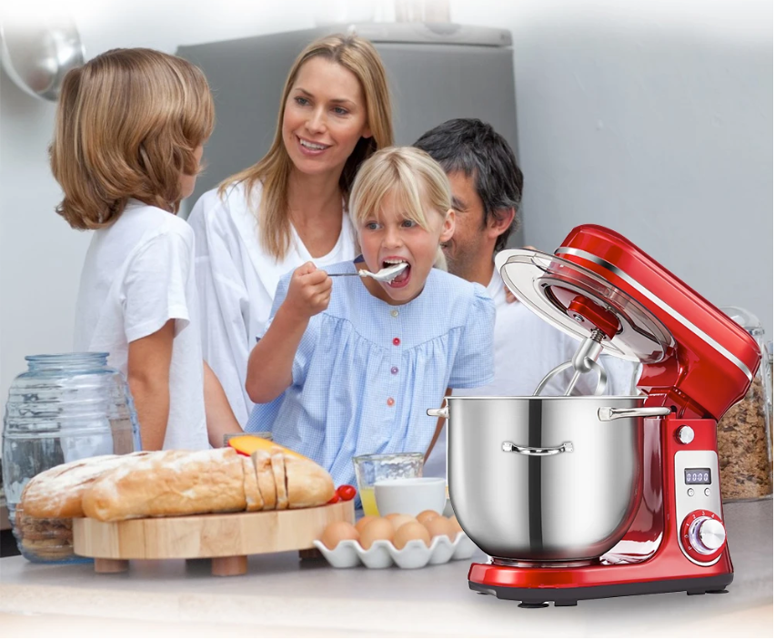 Keukenmachine 6L – 1200W Stand Mixer met 6 Snelheden en RVS Mengkom