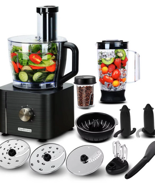 Multifunctionele Keukenmachine 11-in-1 – 1100W Food Processor met Blender en 3 Snelheden