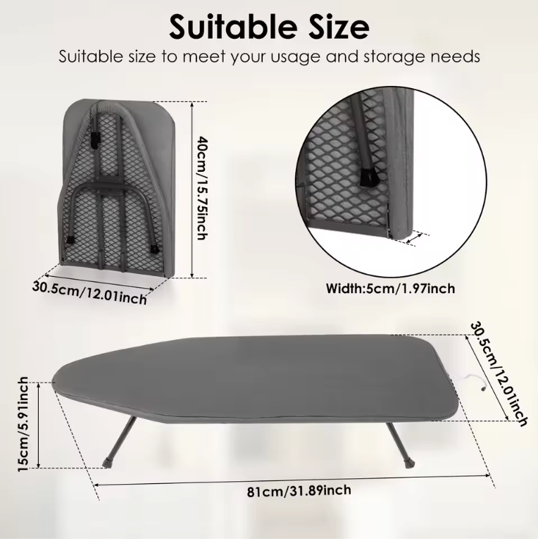 Tafel Strijkplank – Opvouwbaar Compact Model met Hittebestendige Bekleding