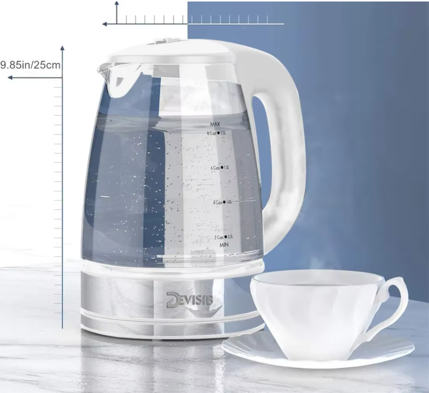 Elektrische Glazen Waterkoker met Temperatuurregeling en Warmhoudfunctie – 2200W Snelkoker, 2.0L Capaciteit