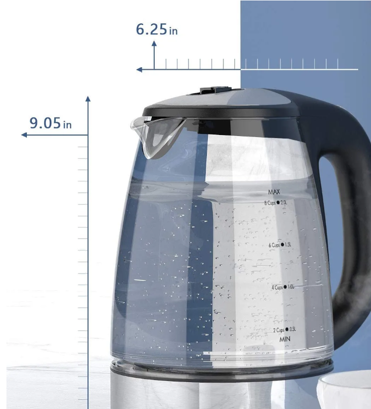Elektrische Glazen Waterkoker met Temperatuurregeling en Warmhoudfunctie – 2200W Snelkoker, 2.0L Capaciteit
