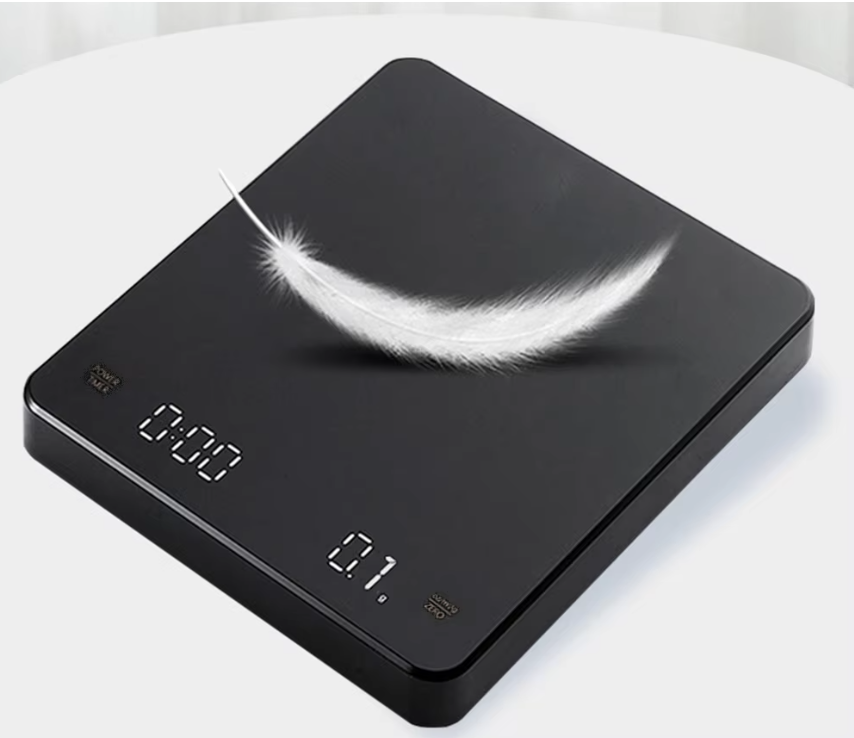 Digitale Koffieweegschaal met Timer – 0.1g Nauwkeurig, LED Display, 3kg Capaciteit