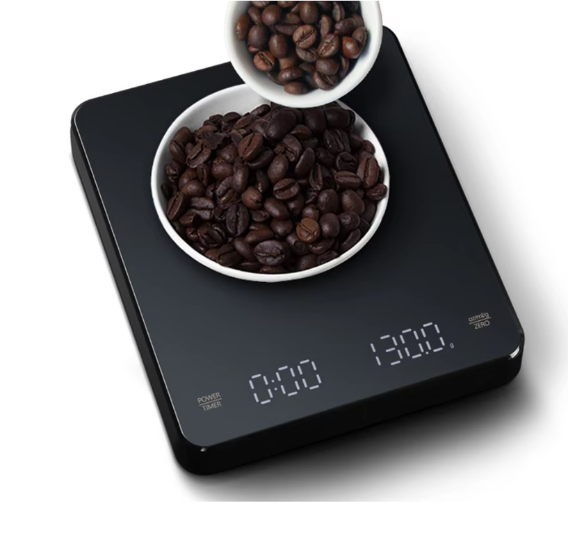 Digitale Koffieweegschaal met Timer – 0.1g Nauwkeurig, LED Display, 3kg Capaciteit