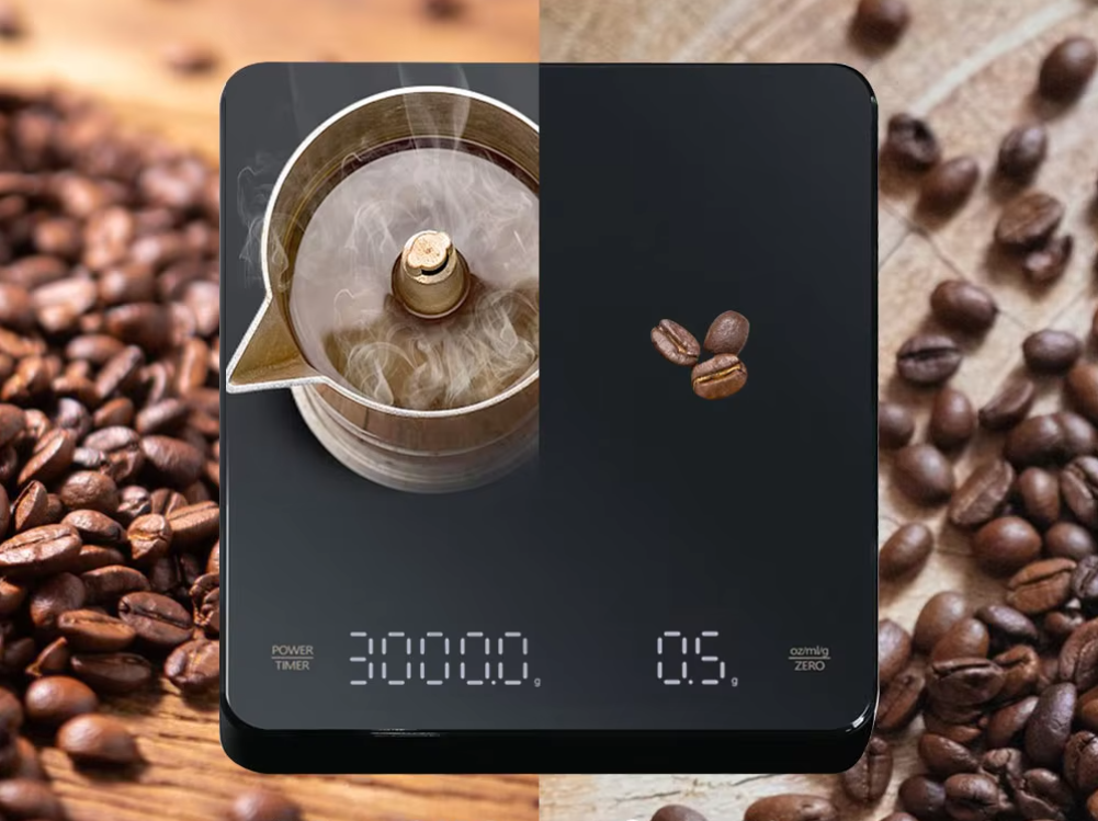 Digitale Koffieweegschaal met Timer – 0.1g Nauwkeurig, LED Display, 3kg Capaciteit