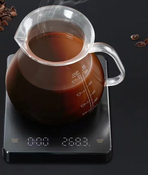 Digitale Koffieweegschaal met Timer – 0.1g Nauwkeurig, LED Display, 3kg Capaciteit